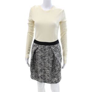 Adam Adam Lippes Womens Boucle Long Sleeves Dress Multi Colored Cotton Size 6